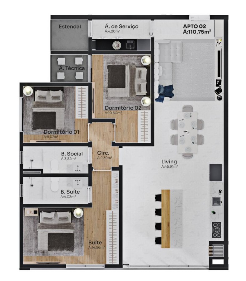 Apartamento para Venda em Indaial, Nações, 3 dormitórios, 1 suíte, 20 banheiros, 2 vagas — foto 6