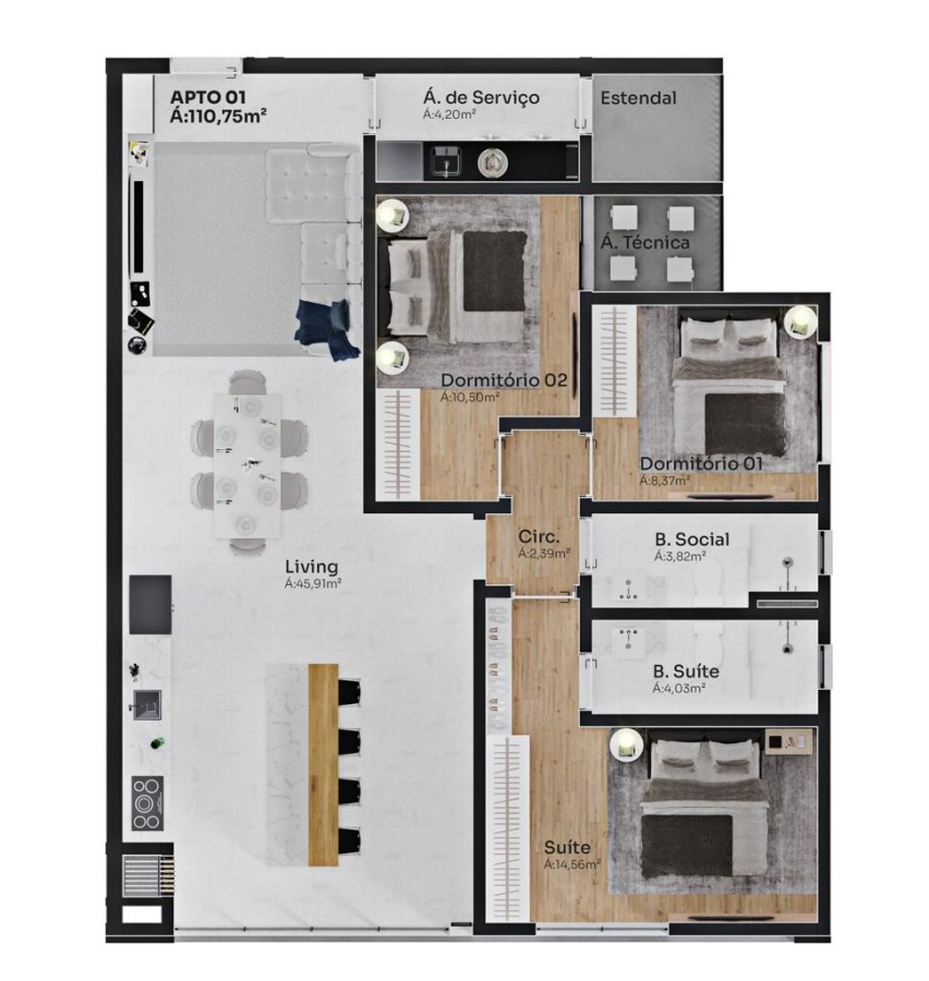 Apartamento para Venda em Indaial, Nações, 3 dormitórios, 1 suíte, 20 banheiros, 2 vagas — foto 5